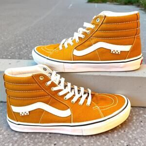 Men's Size 12 VANS OFF THE WALL Rust White Canvas Sk8-Hi Skateboard Sneaker EUC